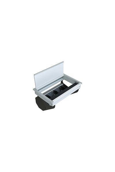 metalline ® Fix-line Brushed Covered Desktop Socket Box Usb - Natural Anodized
