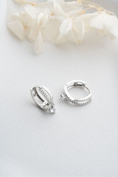 Silvano Jewelry 925 Ayar Gümüş Tektaş Örgü Model Küpe