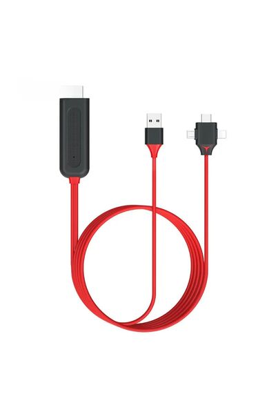 Forzacase 3in1 Görüntü Aktarıcı Kablo Lightning Type-C Micro USB to HDMI Dönüştürücü - FC450