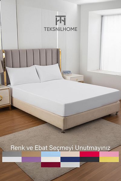 TeksNil Home RanForce White Elastic Cotton Single/double Bed Sheet - 14 Colors Fitted