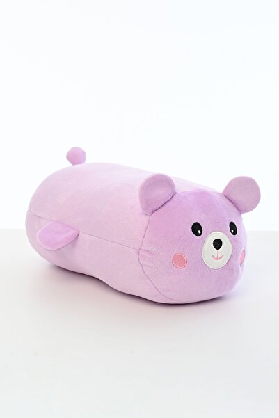 Pufu Toys 40 Cm Mor Renkli Ayı Figürlü Rulo Yastık Serisi