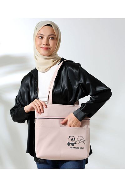 Toz Vintage You Make Me Smile Zippered Shoulder Bag with Teddy Bear Figure