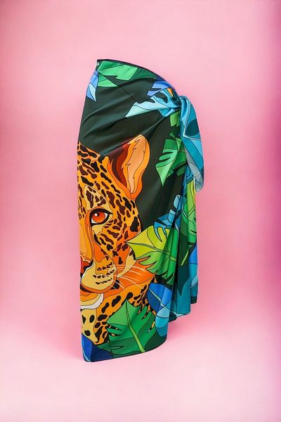 pistore Rochie de plajă pentru femei, personalizată, cu model de tigru verde, lungă din satin pareo, care nu arată sezonul nou
