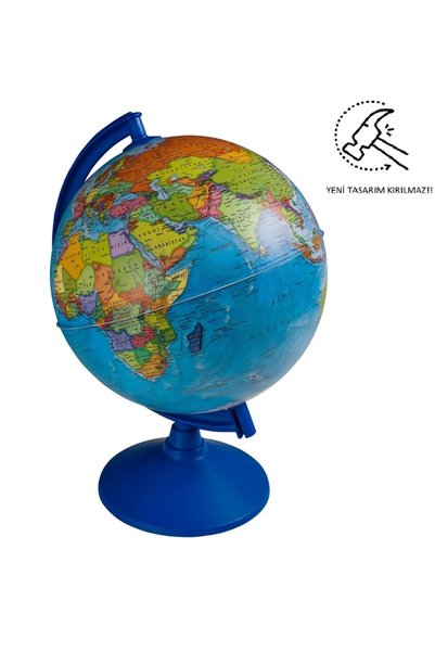 LRS STORE Dünya Küresi 26 Cm Çap 36 Cm Boy Siyasi Yer Küre Kırılmaz Yazılabilir Harita Kaliteli Işıksız
