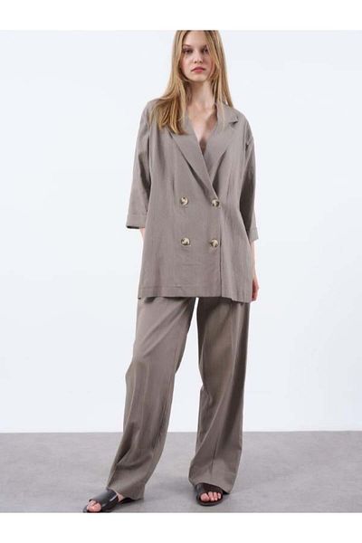 Kokoşum Butik 9450 Model Double Breasted Mink Jacket Set