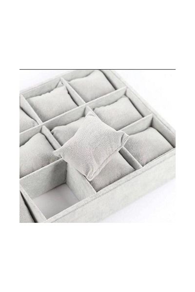 Polo Cross Suede Fabric 34/24 cm Padded Drawer Padded Watch and Jewelry Stand 12 Compartments