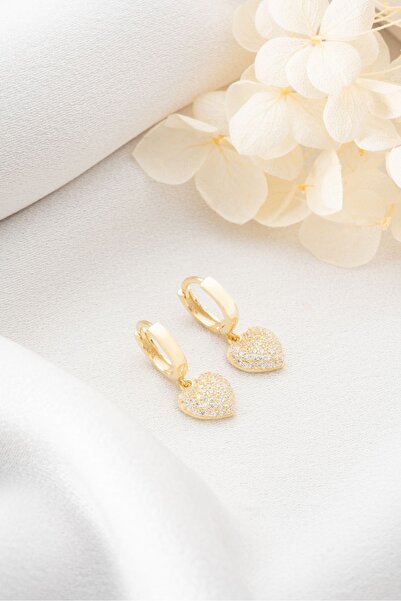 Silvano Jewelry 925 Ayar Gümüş Kalpli Halka Küpe