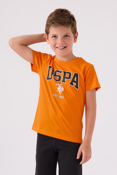 U.S. Polo Assn. Boy's Orange Bermuda Set