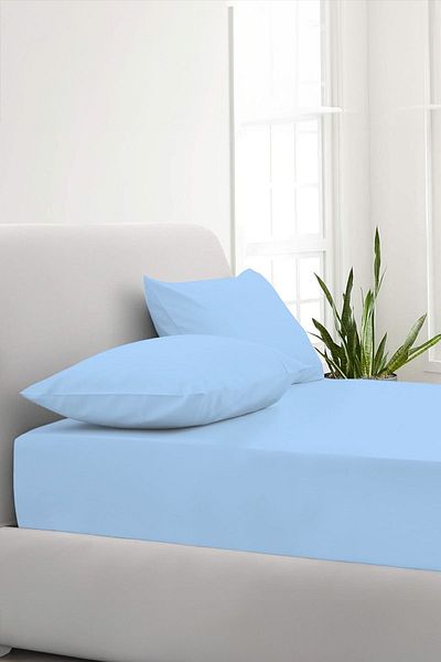 TeksNil Home Ranforce - ملاءة سرير مطاطية مفردة/مزدوجة من القطن باللون الأزرق، 14 لونًا، مناسبة