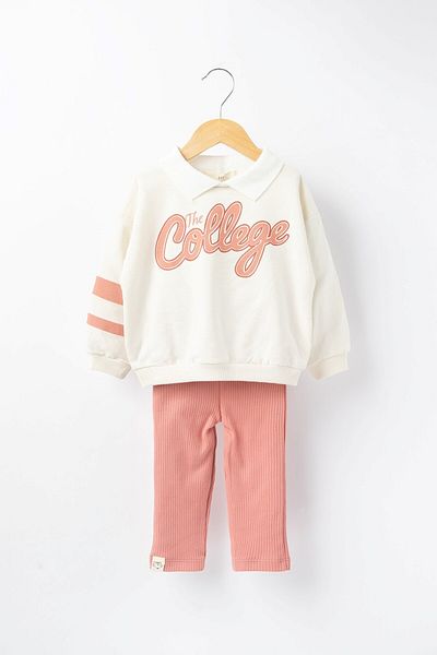 Banamio Polo Collar College Printed Cotton Ribbed Tights Set