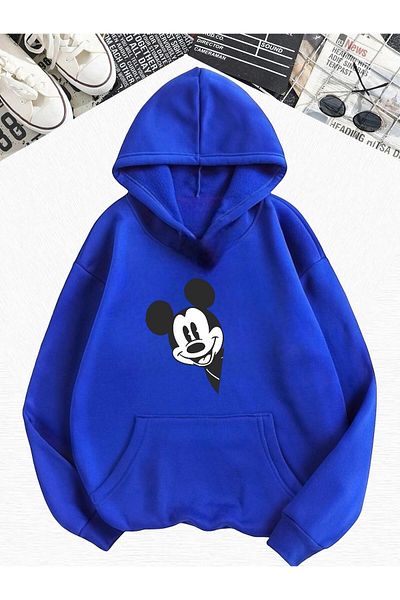 BENROMA Големи суичър с качулка и щампа на Saks Mickey