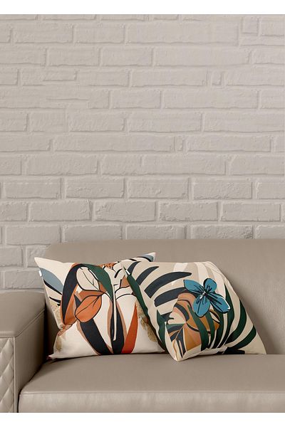 Fecra Hibiscus Patterned Throw Pillow Cover 43*43 2-Piece