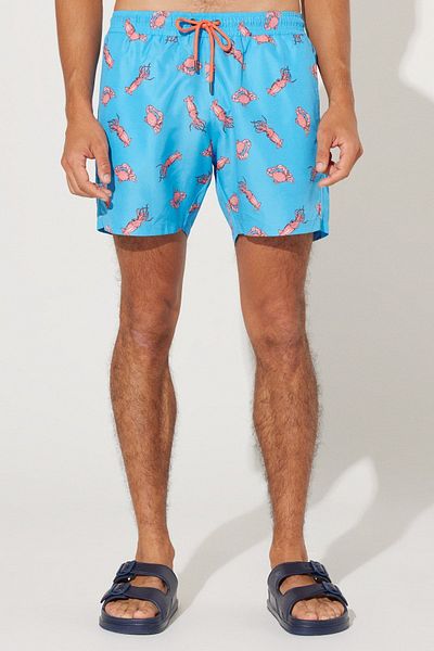 AC&Co / Altınyıldız Classics Pantaloni scurți de baie cu model turcoaz, cu croiala normală, cu uscare rapidă, cu model