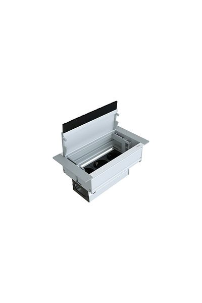 metalline ® Push-line Push-open Desktop Socket Box - Natural Anodized