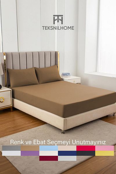 TeksNil Home RanForce - Cotton Single/double Brown Fitted Sheet, 14 Colors