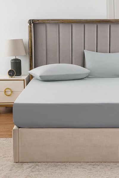 TeksNil Home ملاءة سرير مطاطية مفردة/مزدوجة من القطن باللون الرمادي من Ranforce - 14 لونًا مناسبًا
