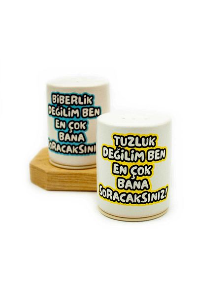PALTO TASARIM I'M Not Salt Shaker You'Ll Ask Me Most! Ceramic 2-Piece Salt and Pepper Shakers Set