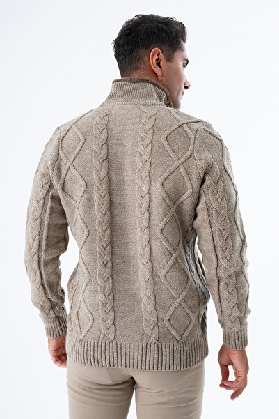 Trist Star Men's MinK Color FurrY Hair Knit - Wool Knitwear Cardigan with Zipper PocKets TRIST-5329