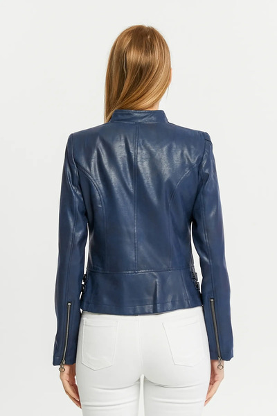 exxitcollection Jachetă moto scurtă Dermacore Slim Fit - cu fermoar, seria Stilla în stil piele