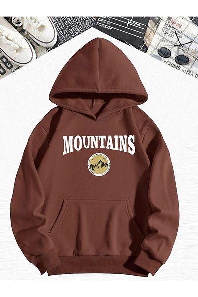 BENROMA Суитшърт с качулка и щампа Coffee Mountains