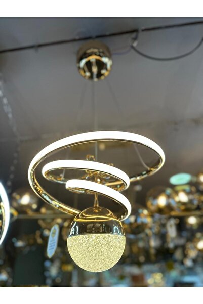 HİRALUCE Kasırga 3 Renk Gold ( Sarı Beyaz Ve Gün Işığı ) Luxury Led Avize Kristal Taşlı Concept