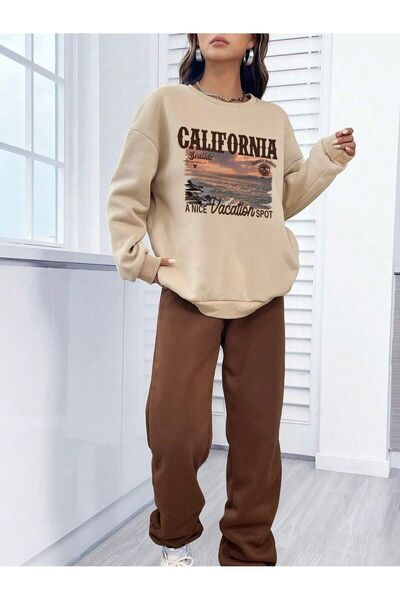 MODAVİBE Γυναικείο Σετ με Στάμπα στον Λαιμό - Modavibe