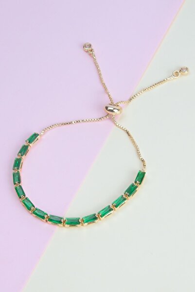 Chillin' سوار ذهبي قابل للتعديل من سلسلة VIP مقاوم للتشويه ومضاد للحساسية وحجر الزركون الأخضر