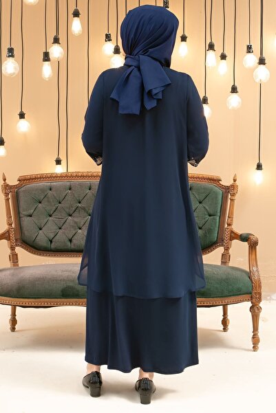 SUBU TASARIM Tesettür Abiye-Lacivert TBS628