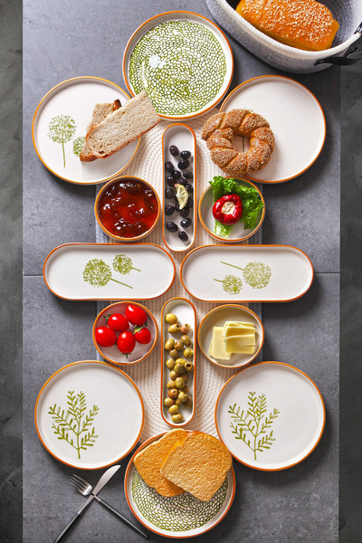 Nandy Home طقم إفطار الحلم الأخضر لـ 6 أشخاص - طقم عرض فاخر مصنوع يدويًا مكون...