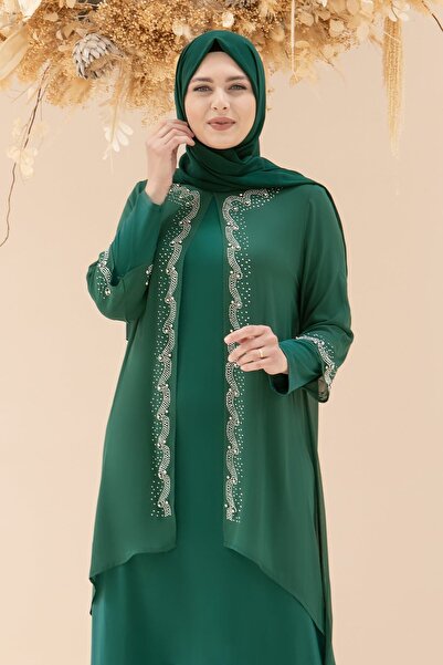 SUBU TASARIM Efsun Evening Dress Emerald TBS628