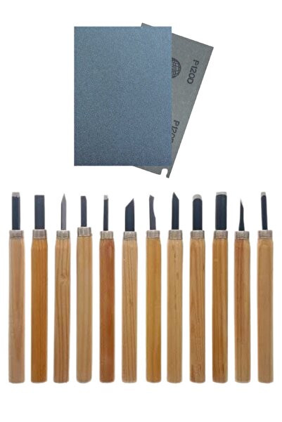 O&S Oyun ve Sanat Eğlen-Üret Ahşap Oyma Başlangıç Seti, Hobi Heykel Ağaç Şekil Verme 12li Uç Takımı, Zımpara