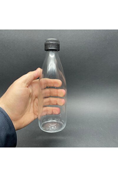 Juniberry 3 Adet 330ml Çok Amaçlı Boş Cam Şişe Süt Su Ayran Şişesi Plastik Kapaklı  3x330ml Kapaklı