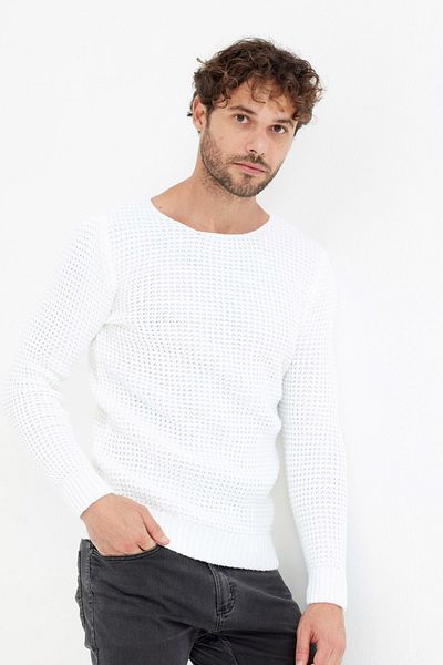 Tarz Cool Men's White Knitwear Sweater-stylecm7804r16s
