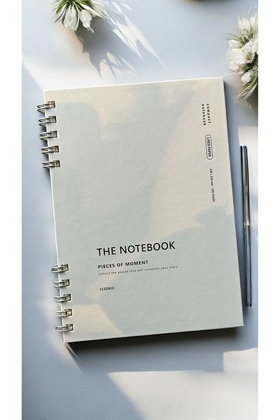 Fark Tanıtım SpirAled LeAf Striped A5 Notebook - LIGHT GrAy Cover