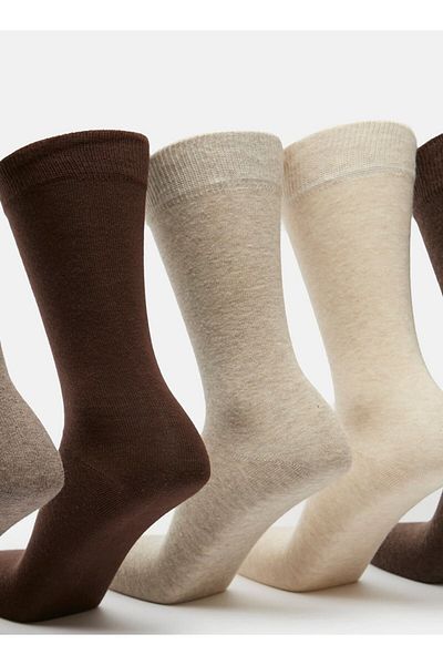 Duchini Solid Calf Length Socks - Set of 5
