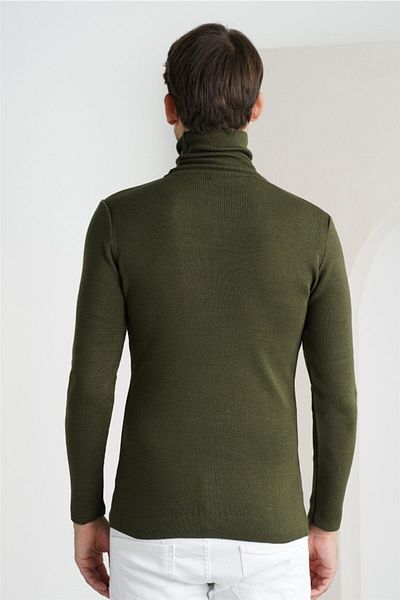 Tarz Cool Men's Khaki Plain Turtleneck Knitwear Sweater-trz1406r05s