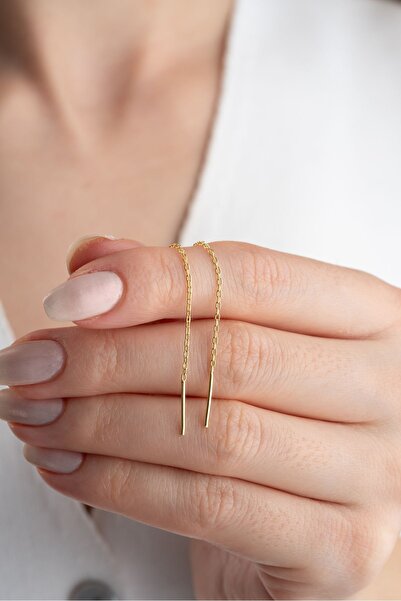 Silvano Jewelry 925 Ayar Gümüş Sallantılı Zincir Küpe