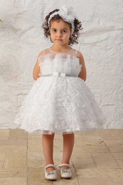 MİSS RAİN Girl's RuFFle DeTailed and Tulle Flower PaTTerned Evening Dress