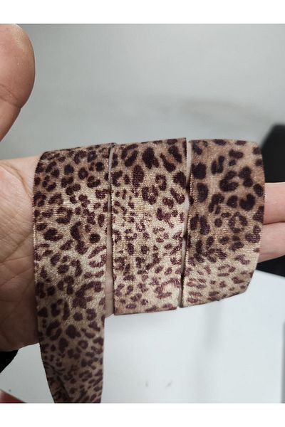 kadifecim 3CM LEOPARD PRINTED VELVET STRIP RIBBON