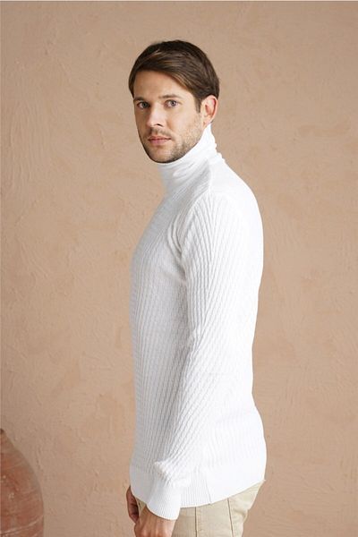 Tarz Cool Ανδρικό λευκό πλεκτό πουλόβερ ζιβάγκο Execution Pullover-trz1640r04s