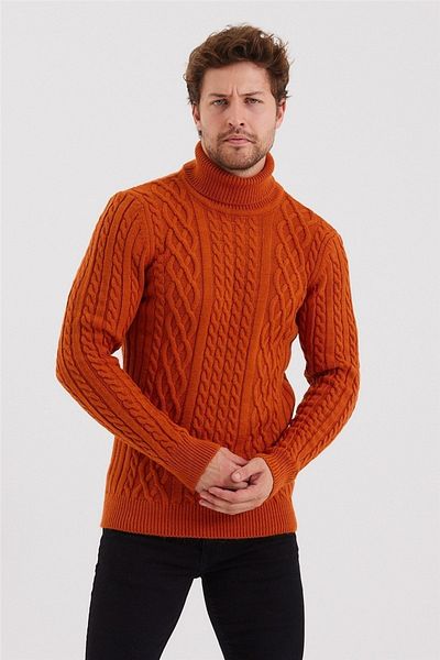 Tarz Cool Men's Tile Knitted Patterned Knitwear Sweater-trz8152r04s
