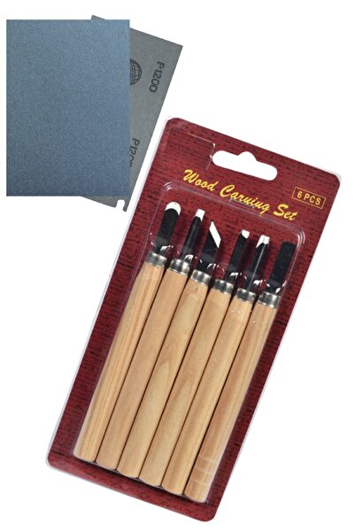 Genel Markalar Seramik Hamuru Ahşap Oyma Başlangıç Seti, Hobi 6lı, Zımpara