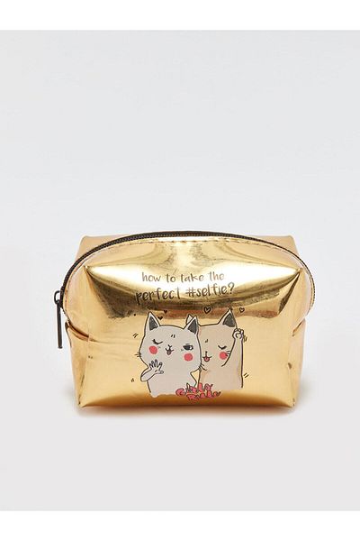 LC Waikiki Lcw Accessories - Gold Leather Look Women's Wallet, Printed