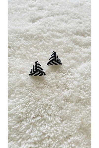 elamindunyasi Black Afghan Bead and Miyuki Knitted Figure Necklace and Miyuki Knitted Earrings Set