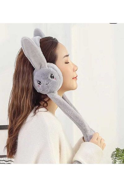 Kudi Plush Rabbit Movable Headphones with Movable Ears