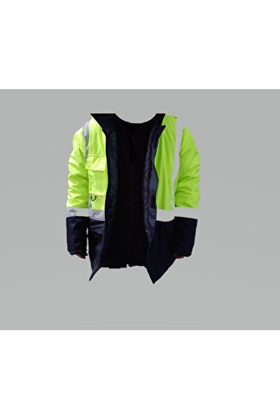 Yerli Reflektörlü Su Geçirmez Parka Kışlık Mont Sarı-lacivert Xxl