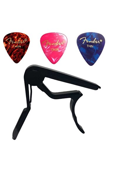Nemesis Gitar Kaposu Fc-75 Guitar Capo + 3 Adet Fender Thin Moto Picks Pena