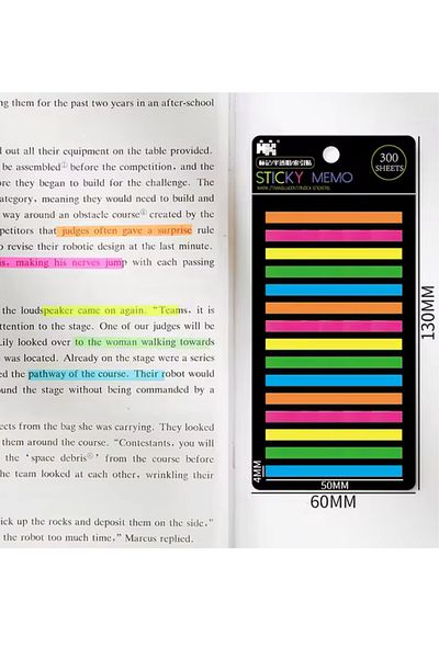 NaSaDAN Transparent Sticky Postit Note - Neon Tones, 300 Sheets