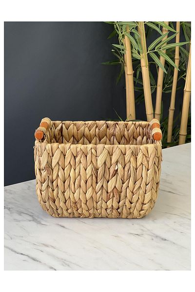 Doğudeko سلة خوص صغيرة فاخرة - 32x20x20، متعددة الأغراض