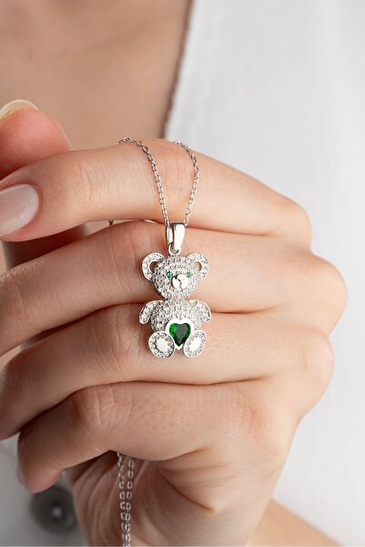 Silvano Jewelry 925 Ayar Gümüş Zirkon Taşlı Ayıcık Kolye